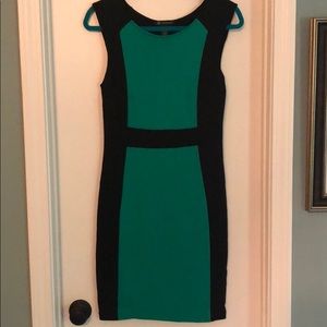 Black and green shift dress